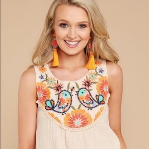 Better Day Tomorrow Beige Embroidered Top Size XS